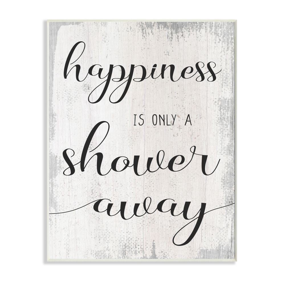 Stupell Industries Happiness is a Shower Away Rustic Bathroom Sign Designed by Daphne Polselli