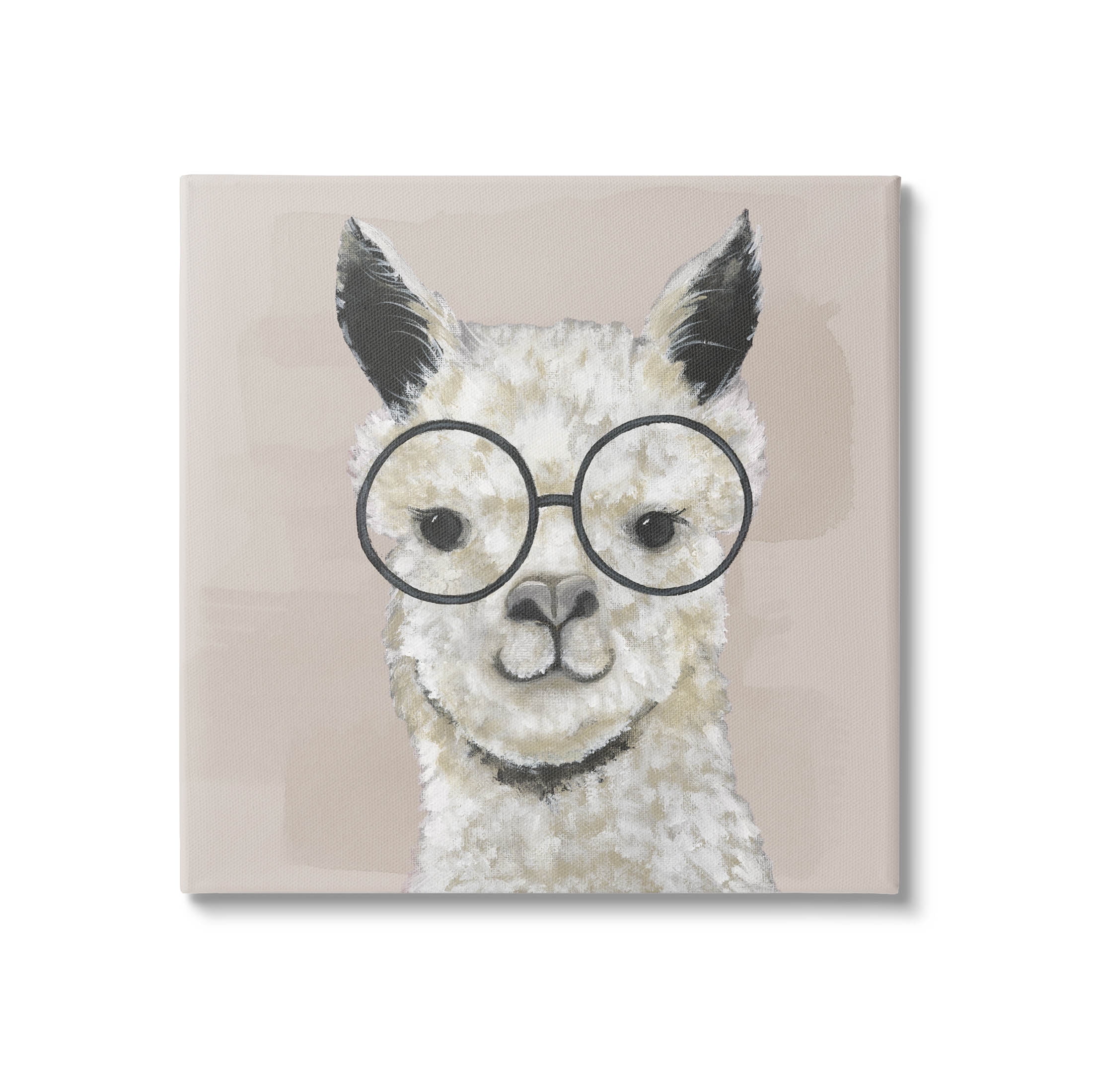 Stupell Industries Happy Alpaca Glasses Portrait Graphic Art Gallery Wrapped Canvas Print Wall Art, Design by Tava Studios
