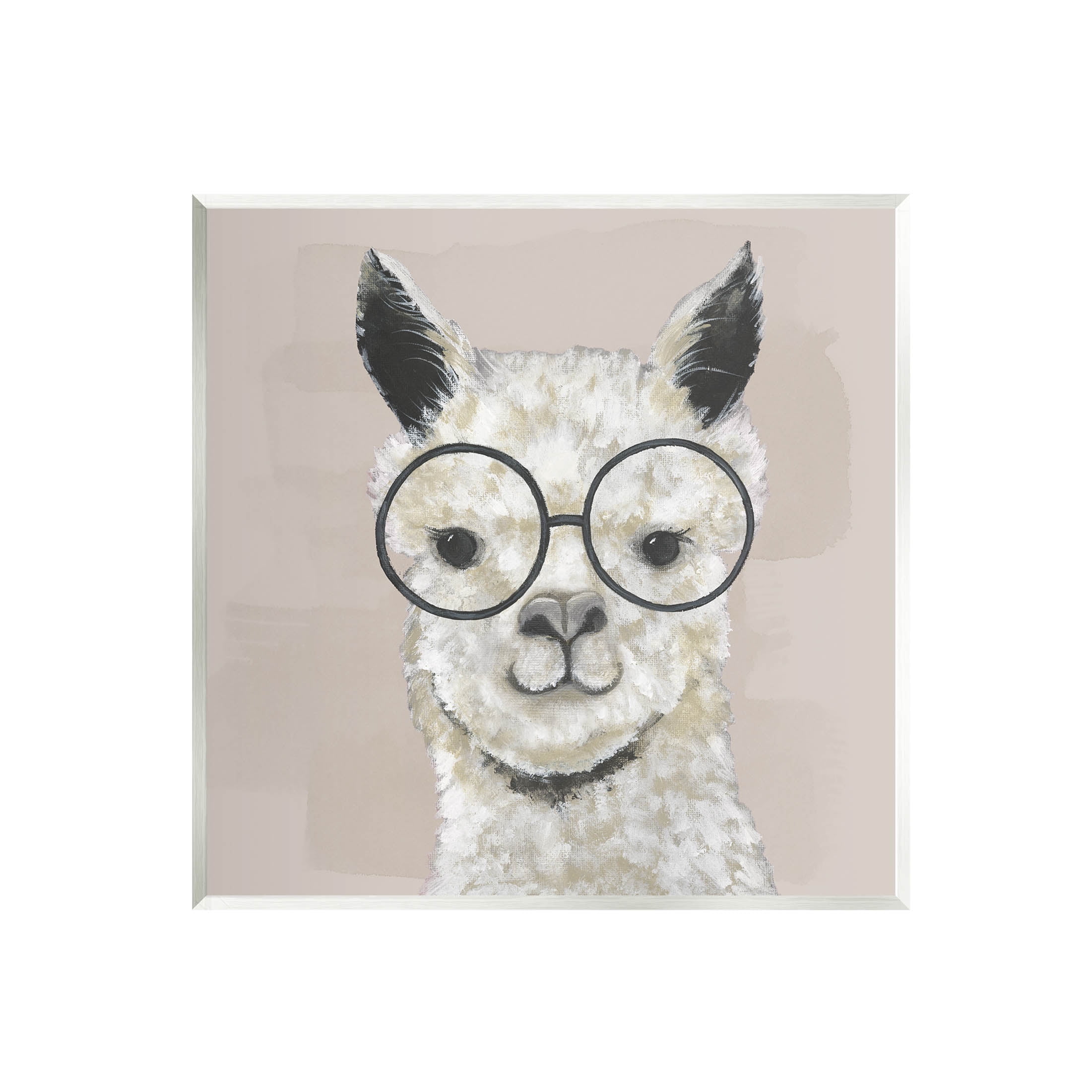 Stupell Industries Happy Alpaca Glasses Portrait Graphic Art Unframed Art Print Wall Art, Design by Tava Studios