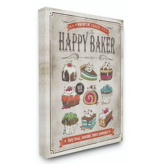 Stupell Industries Happy Baker Vintage Comic Book Design Canvas Wall Art by Ester Kay