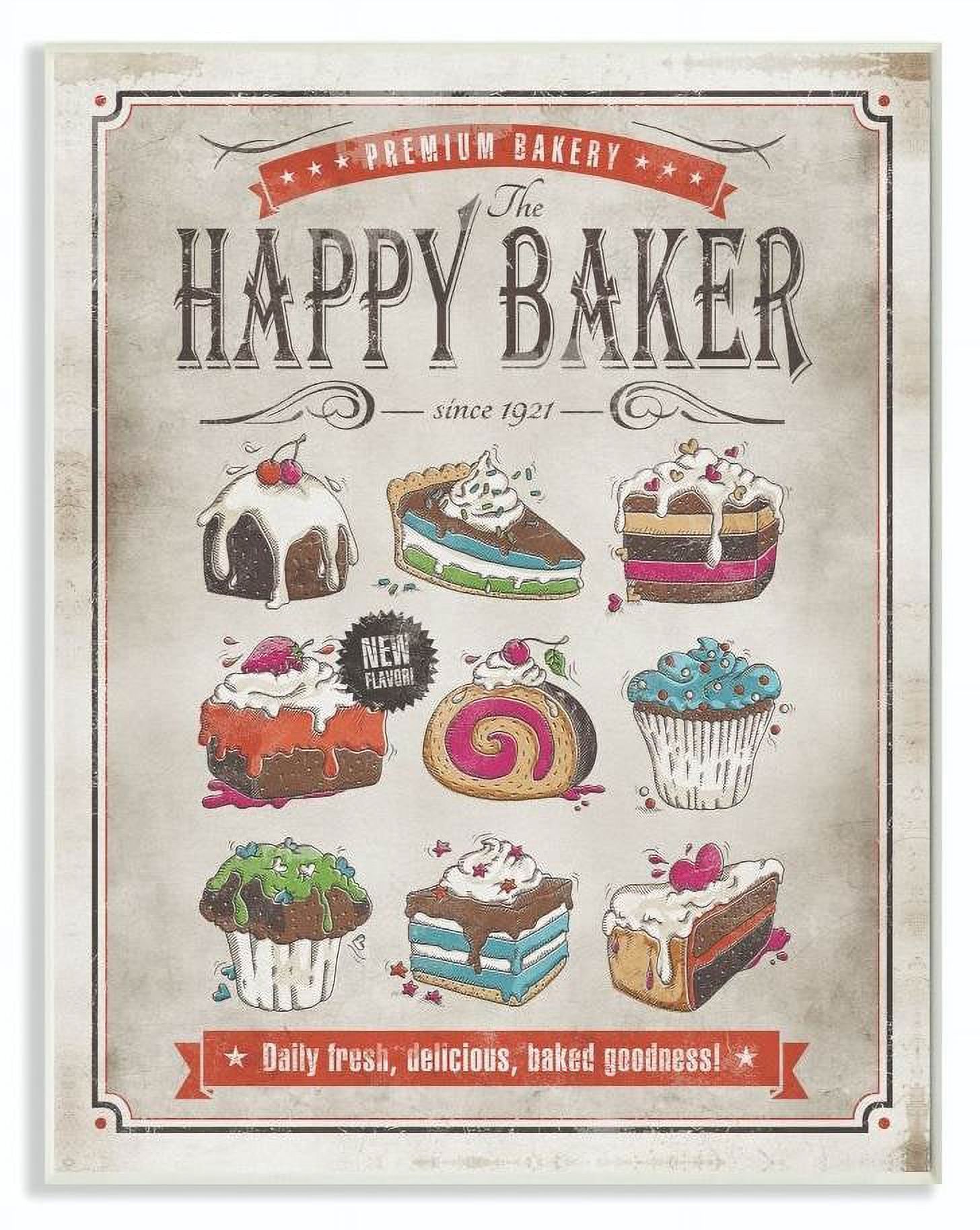 Stupell Industries Happy Baker Vintage Comic Book Design Wall Plaque by Ester Kay