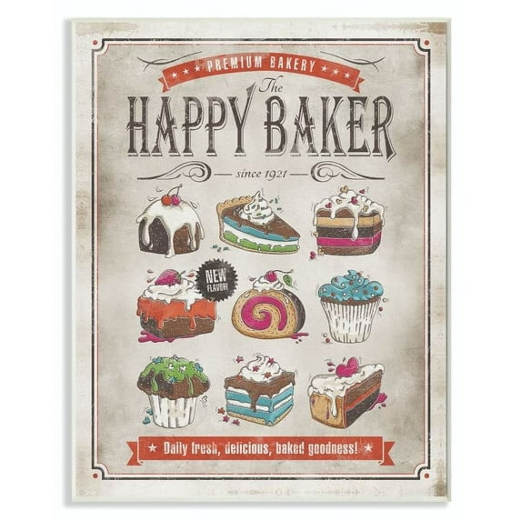 Stupell Industries Happy Baker Vintage Comic Book Design Wall Plaque by Ester Kay