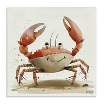 Stupell Industries Happy Beach Crab Animals Painting Wrapped Canvas Art Print Wall Art, 17 x 17