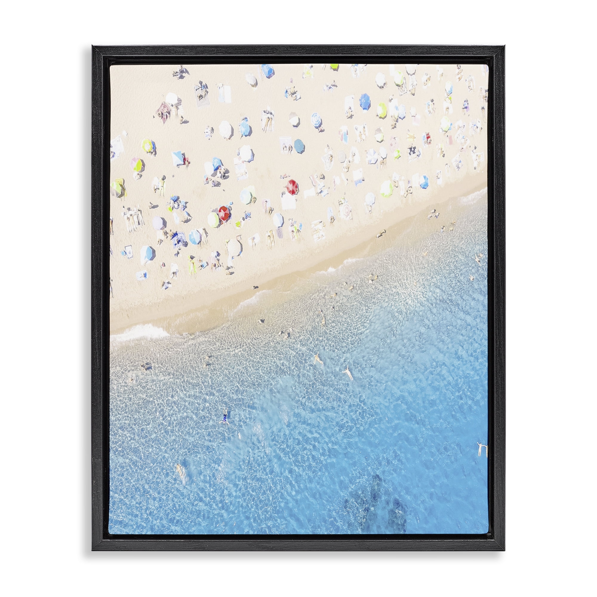 Stupell Industries Happy Beach in Summer Black Framed Floater Canvas Wall Art, design by Leah Straatsma