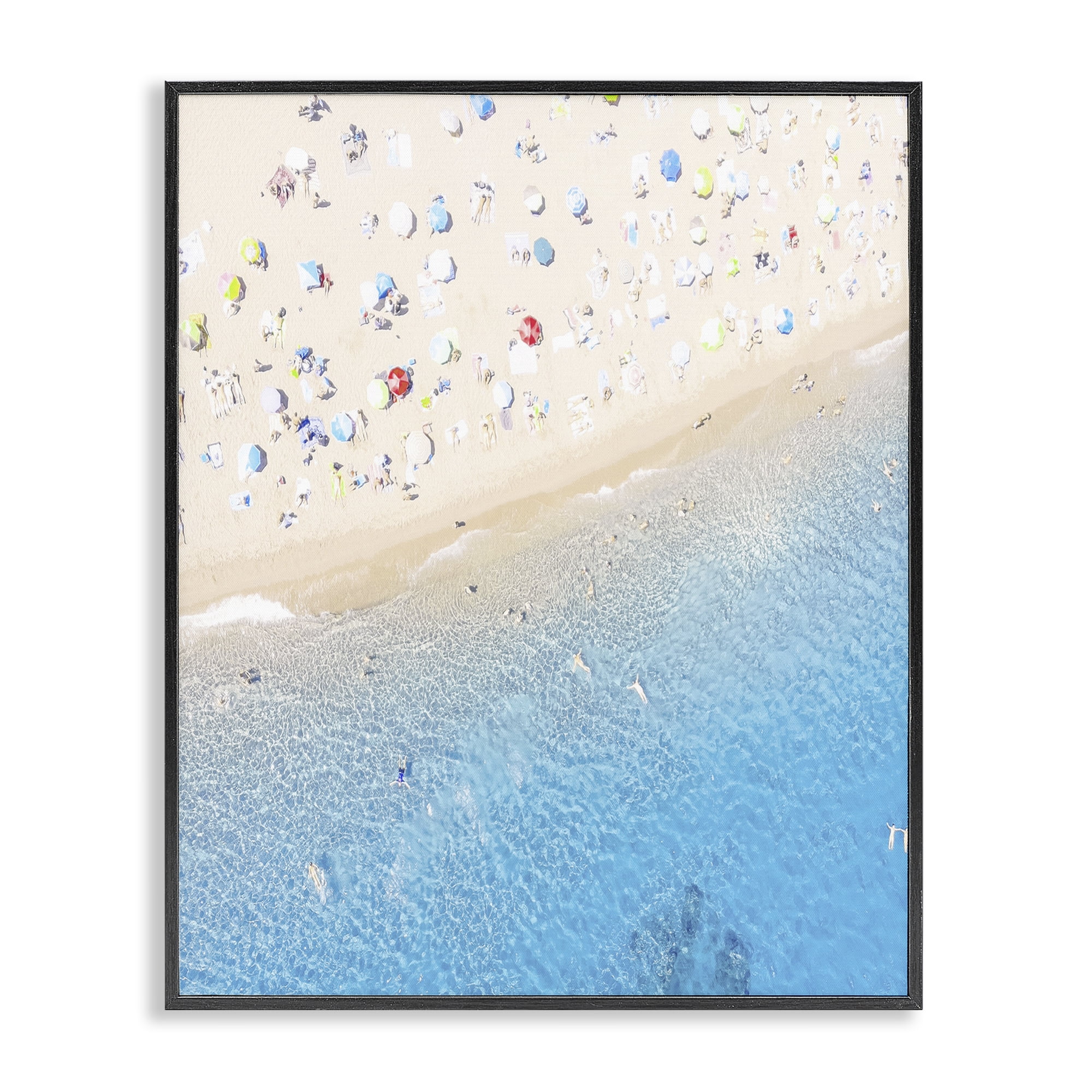 Stupell Industries Happy Beach in Summer Black Framed Giclee Art, design by Leah Straatsma