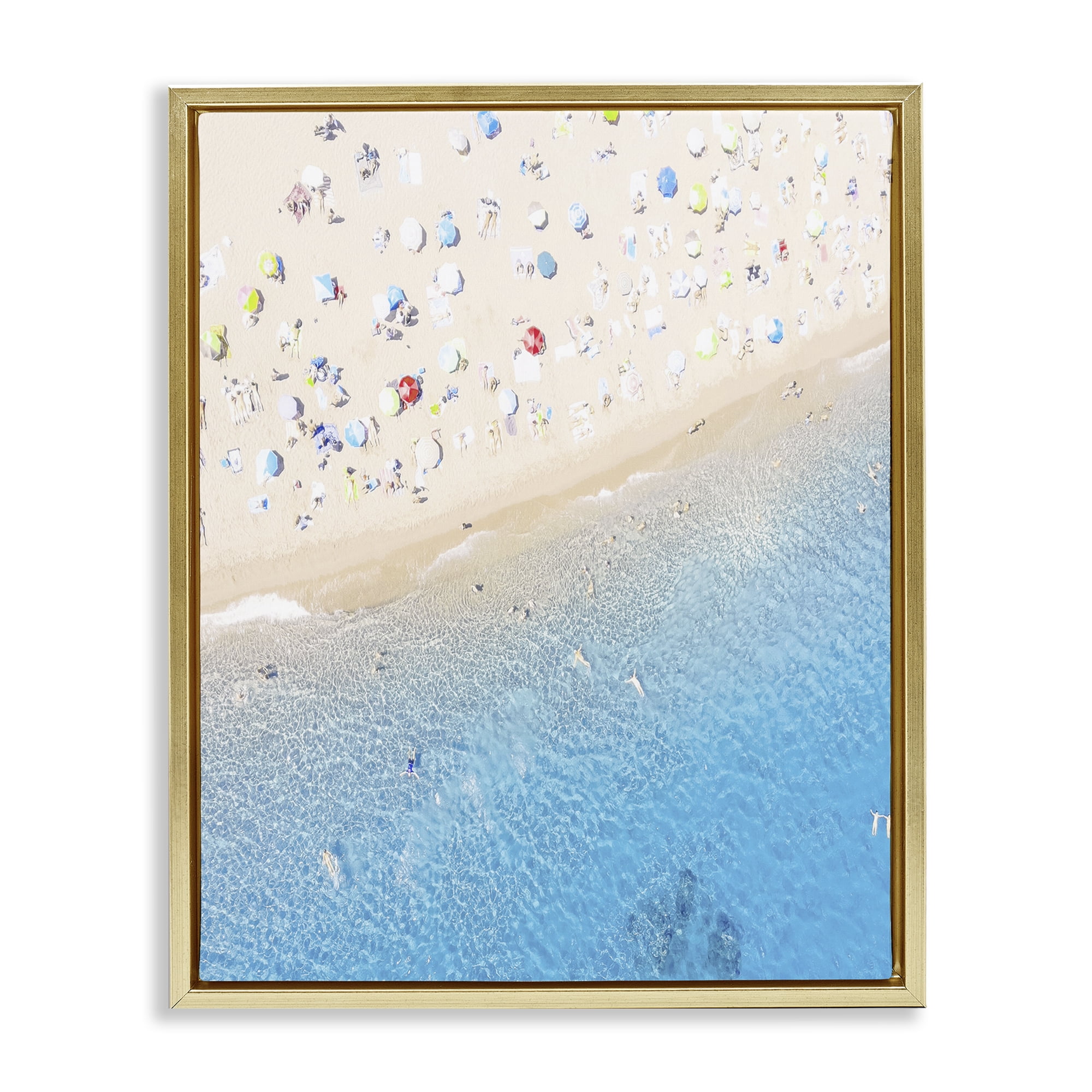 Stupell Industries Happy Beach in Summer Gold Framed Floater Canvas Wall Art, design by Leah Straatsma