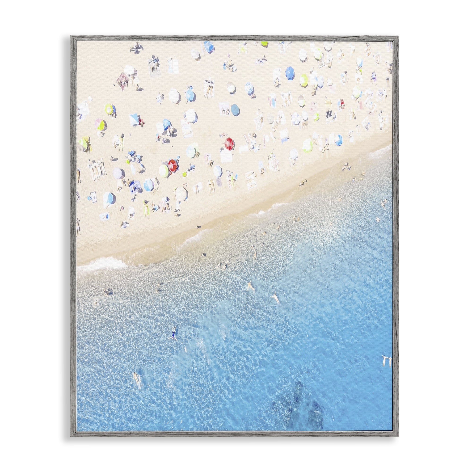 Stupell Industries Happy Beach in Summer Gray Framed Giclee Art, design by Leah Straatsma