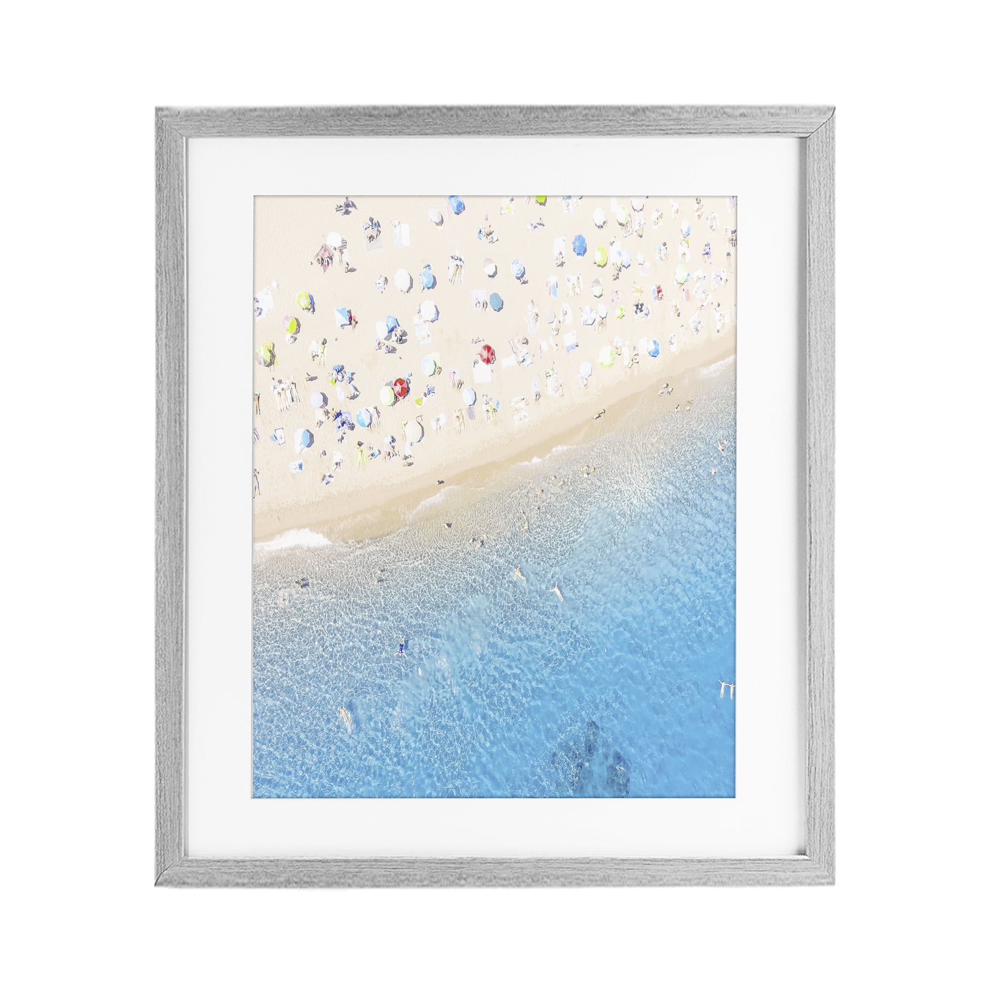Stupell Industries Happy Beach in Summer Gray Framed Print Under Glass, design by Leah Straatsma