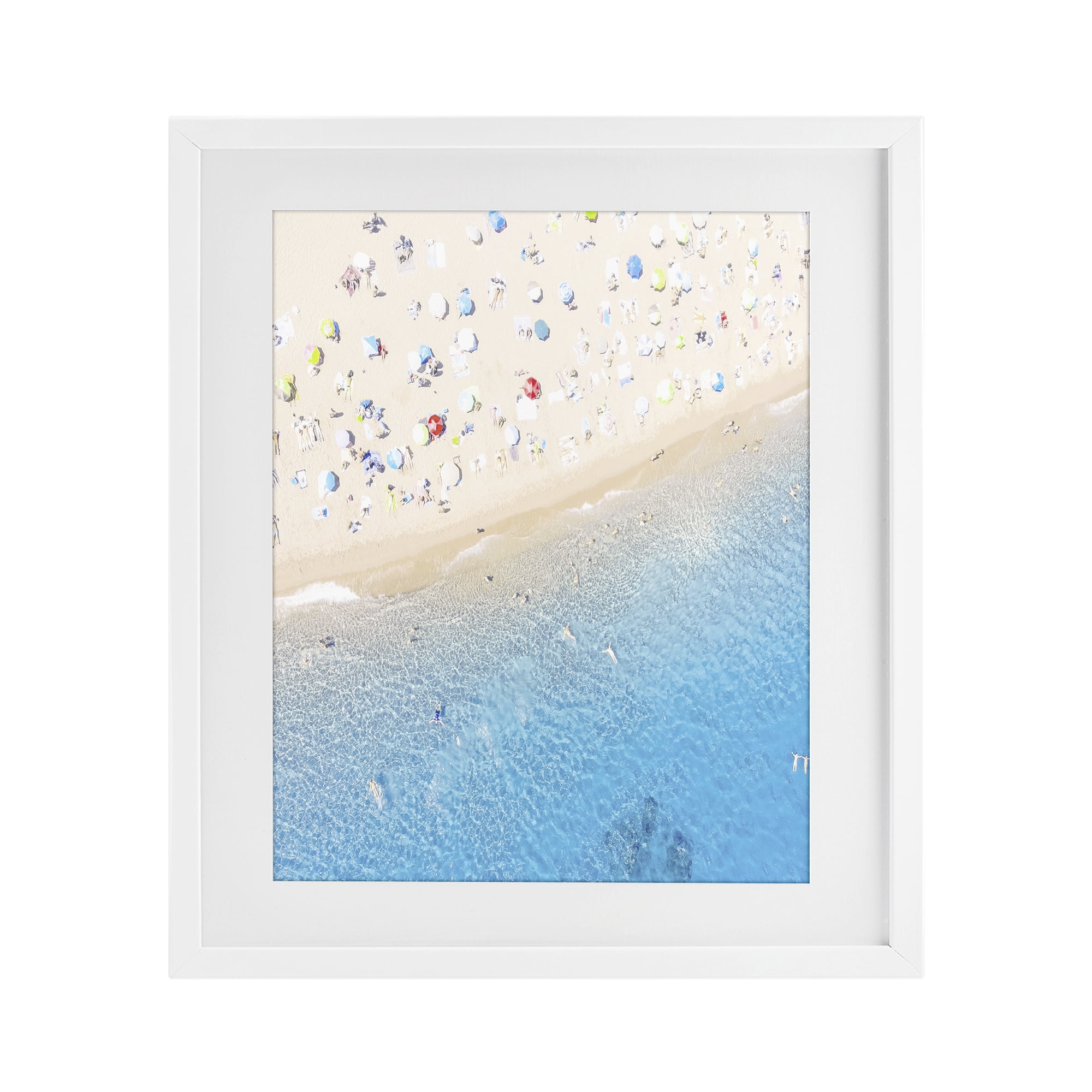 Stupell Industries Happy Beach in Summer White Framed Print Under Glass, design by Leah Straatsma