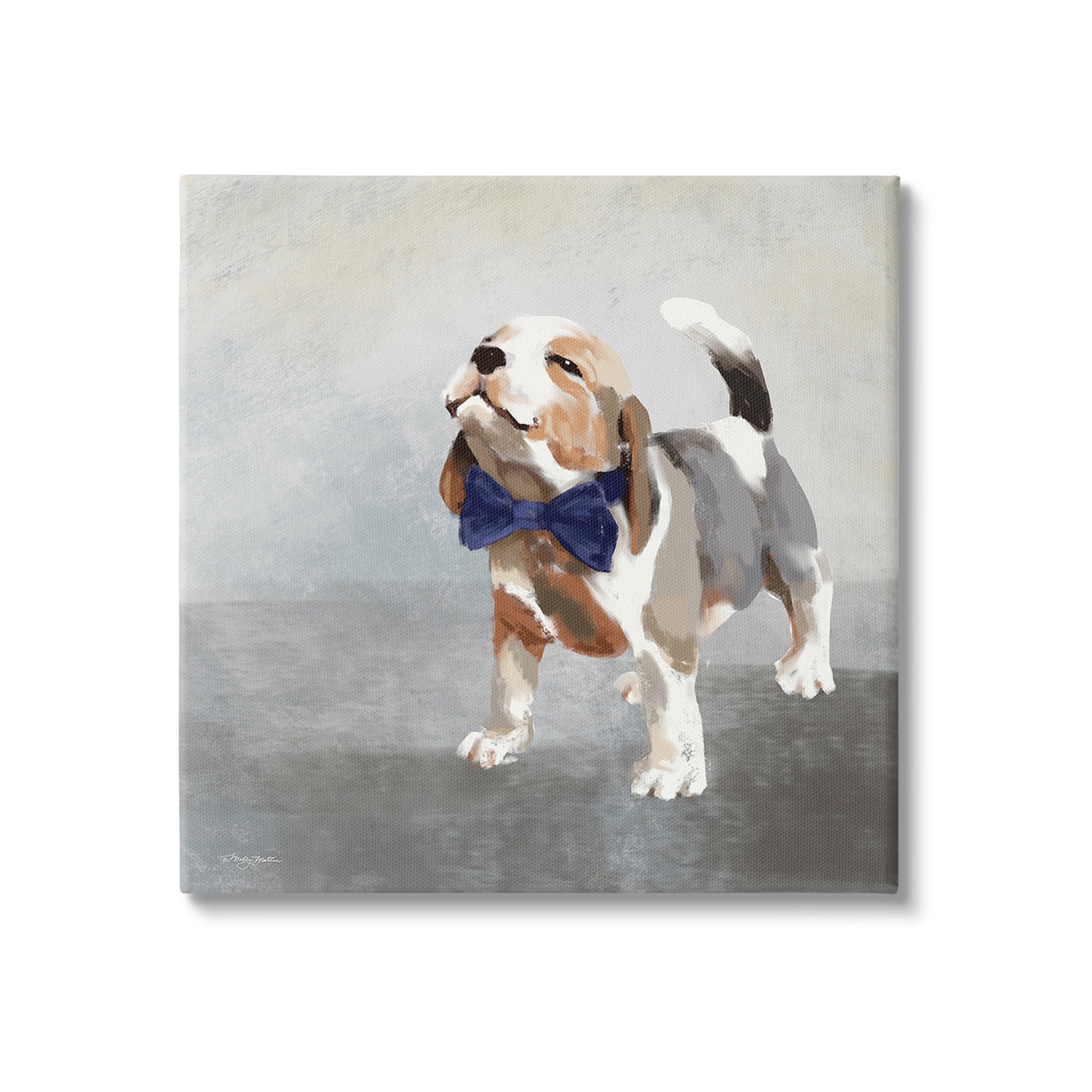 Stupell Industries Happy Beagle in Bowtie Animals & Insects Painting Gallery Wrapped Canvas Art Print Wall Art, 30 x 30