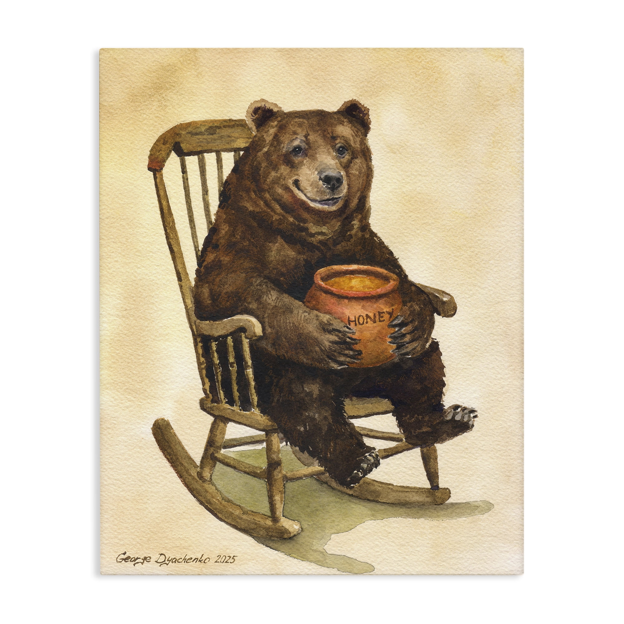 Stupell Industries Happy Bear & Pot of Honey Canvas Wall Art, design by George Dyachenko