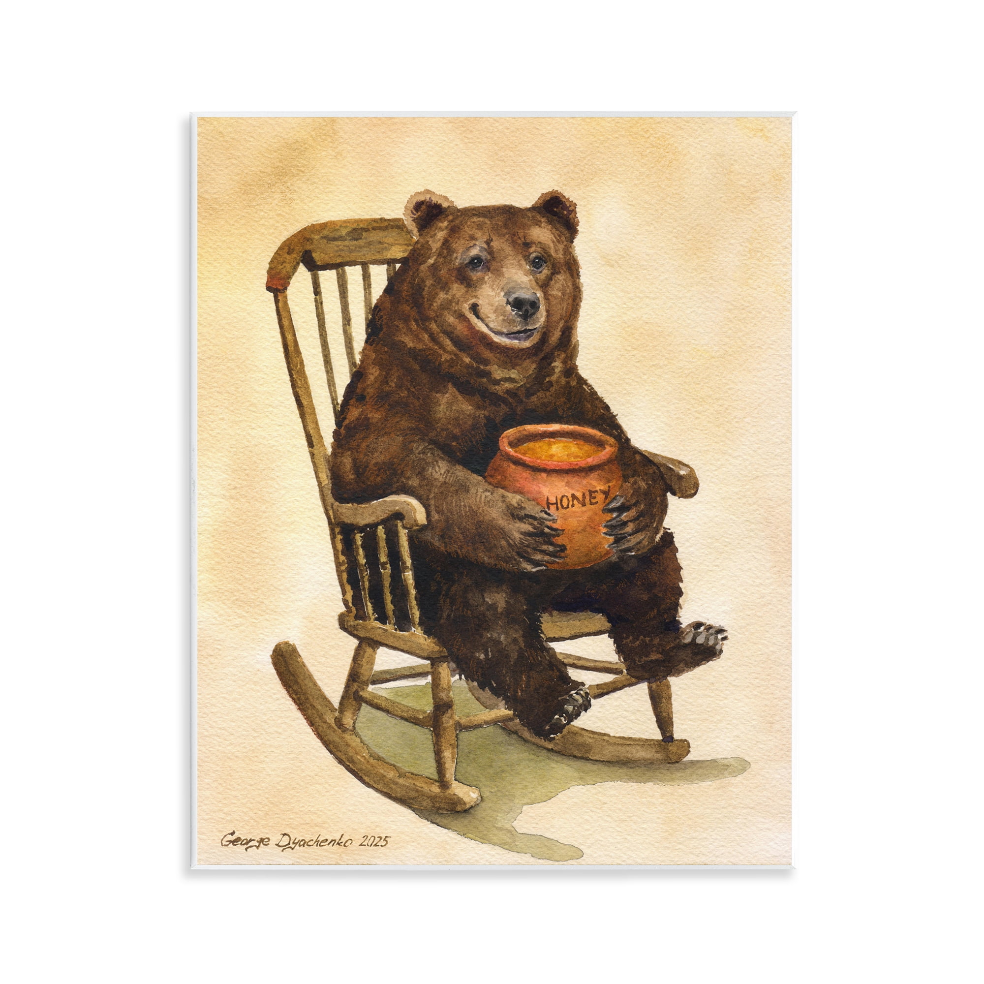 Stupell Industries Happy Bear & Pot of Honey Wall Plaque Art, design by George Dyachenko