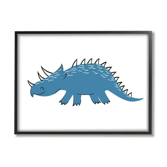Stupell Industries Happy Blue Dinosaur Fun Spiked Kids' Reptile, 11 x 14, Design by Ziwei Li