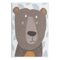 Stupell Industries Happy Brown Bear Leaf Pattern Graphic Art Unframed Art Print Wall Art, Design by Carla Daly