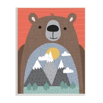 Stupell Industries Happy Brown Bear Mountain Range Landscape Belly Animals & Insects Painting Unframed Art Print Wall Art, 10 x 15