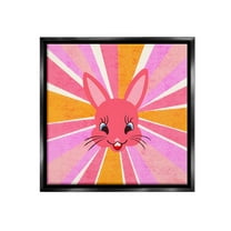 Stupell Industries Happy Bunny Sunburst Animals & Insects Painting Black Floater Framed Canvas Art Print Wall Art, 18 x 18