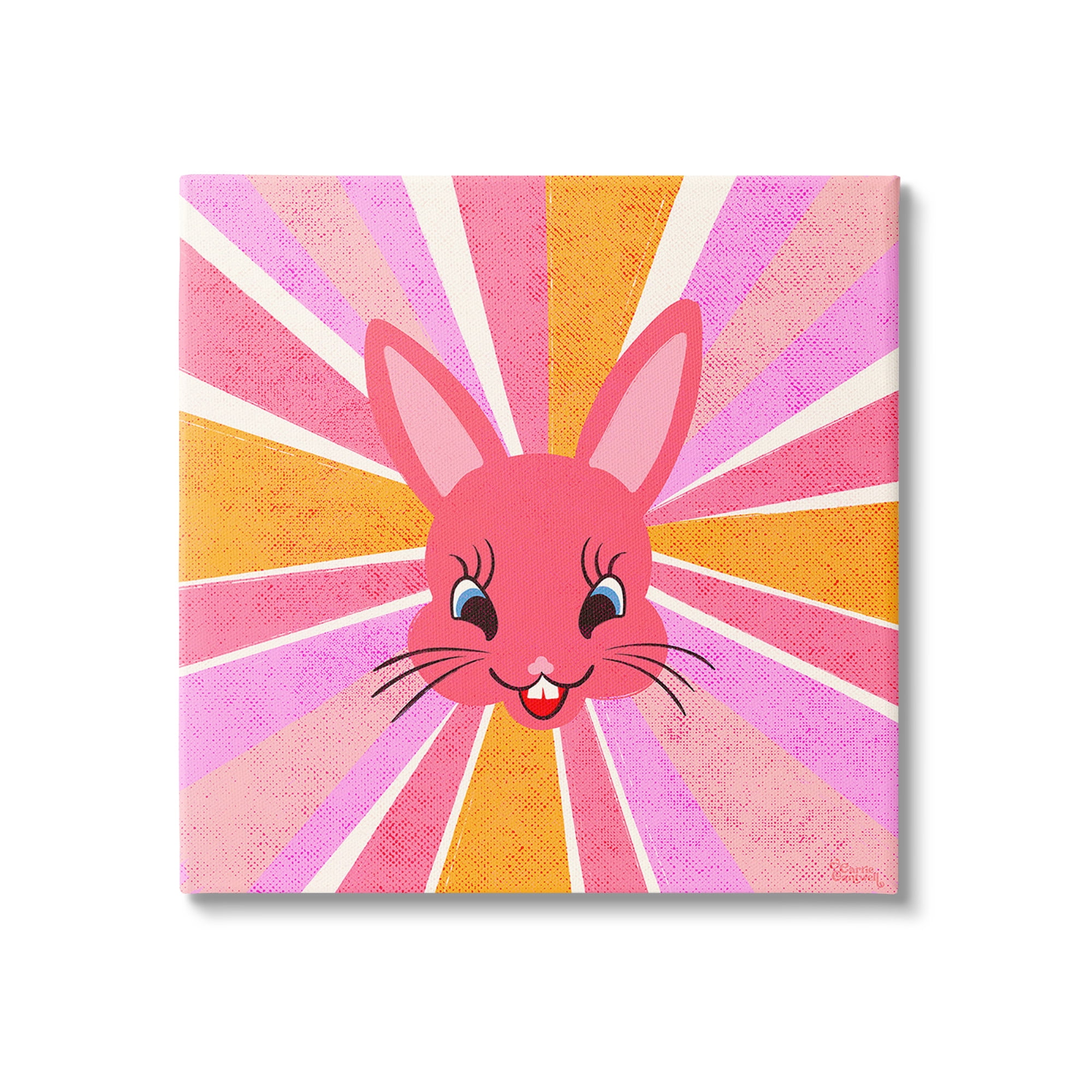 Stupell Industries Happy Bunny Sunburst Animals & Insects Painting Gallery Wrapped Canvas Art Print Wall Art, 17 x 17
