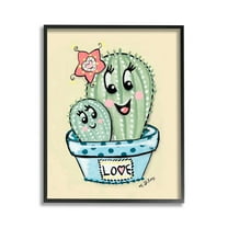 Stupell Industries Happy Cactus Plants Botanical & Floral Painting Black Framed Art Print Wall Art, 11 x 14