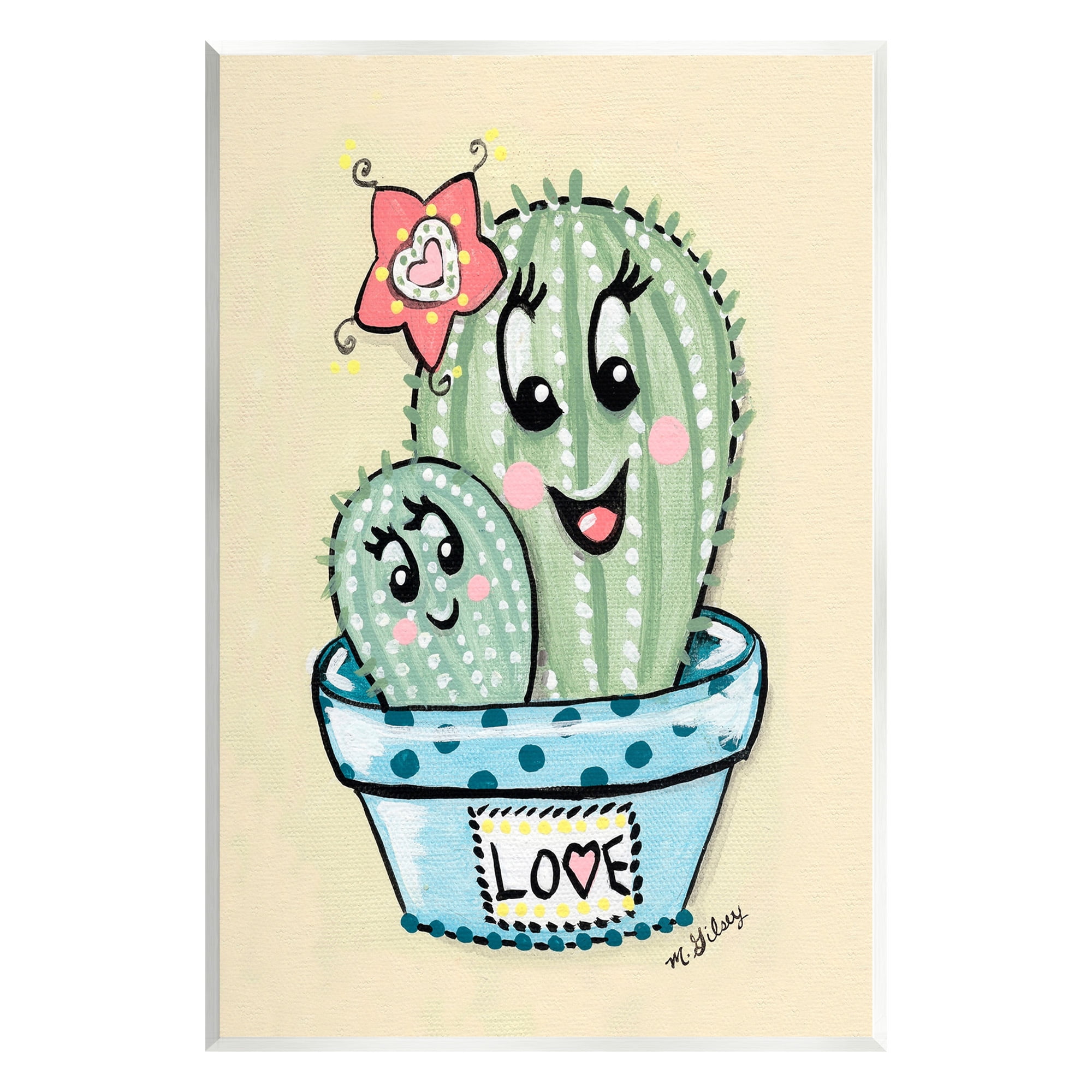 Stupell Industries Happy Cactus Plants Botanical & Floral Painting Unframed Art Print Wall Art, 13 x 19