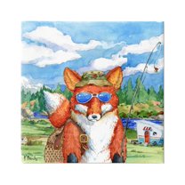 Stupell Industries Happy Camper Red Fox Fisherman Painting Gallery Wrapped Canvas Print Wall Art, Design by Paul Brent