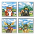 thumbnail image 1 of Stupell Industries Happy Camper Woodland Animals Painting Gray Framed Art Print Wall Art, Set of 4, Design by Paul Brent, 1 of 8