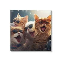Stupell Industries Happy Cats Singing Animals & Insects Painting Gallery Wrapped Canvas Art Print Wall Art, 17 x 17