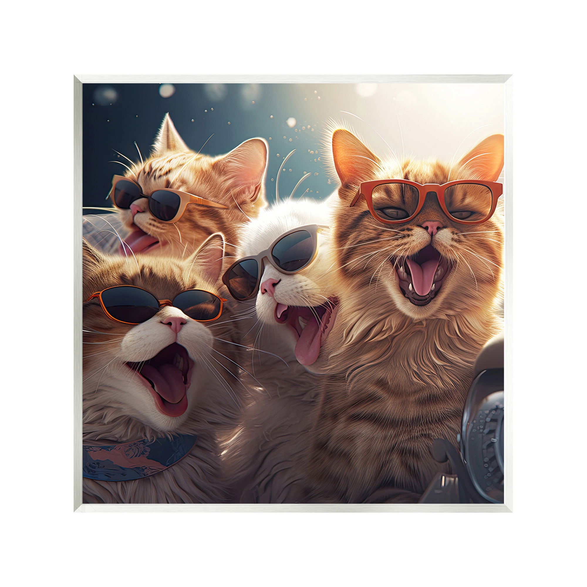 Stupell Industries Happy Cats Singing Animals & Insects Painting Unframed Art Print Wall Art, 12 x 12
