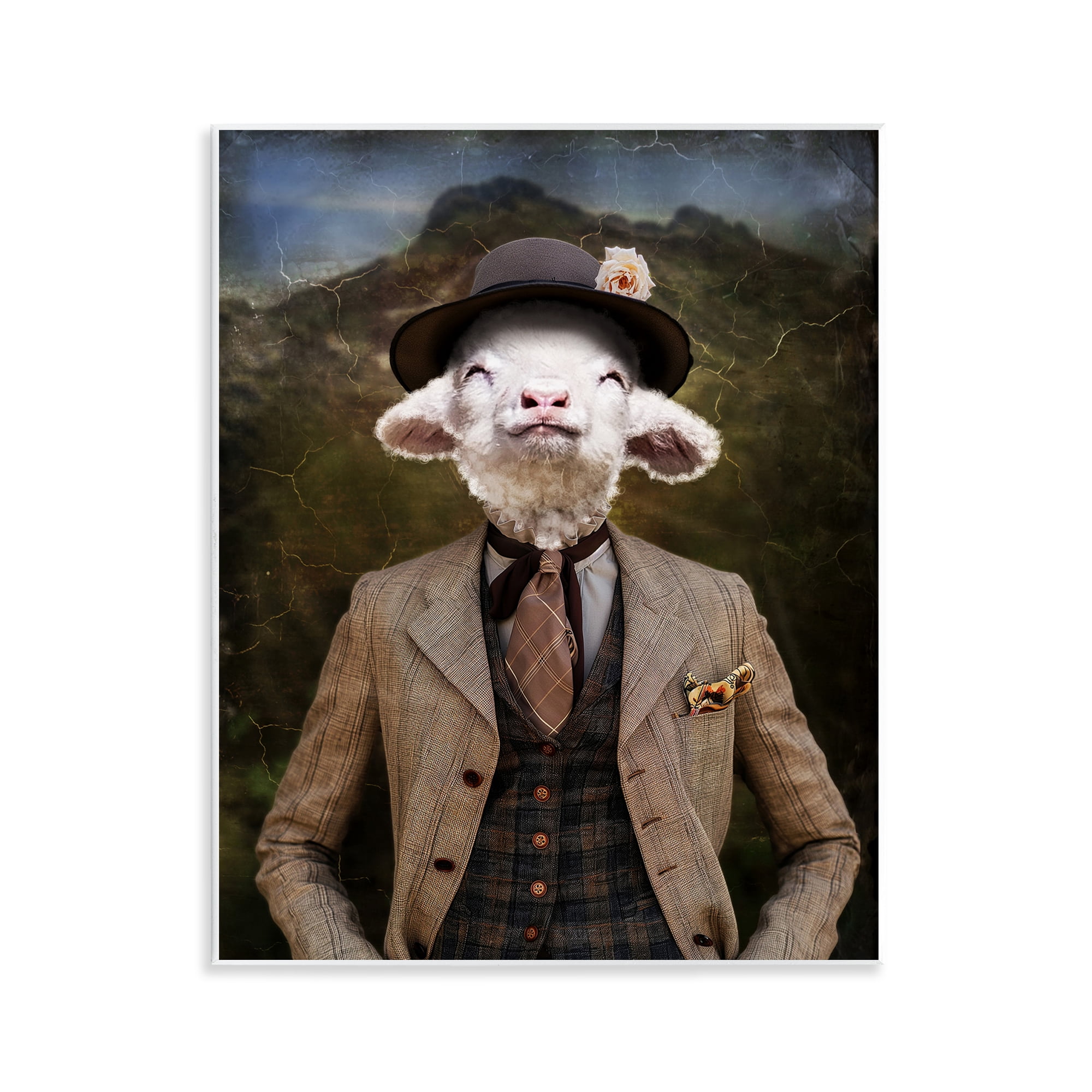 Stupell Industries Happy Classic Lamb Animals & Insects Painting Unframed Art Print Wall Art, 11 x 14