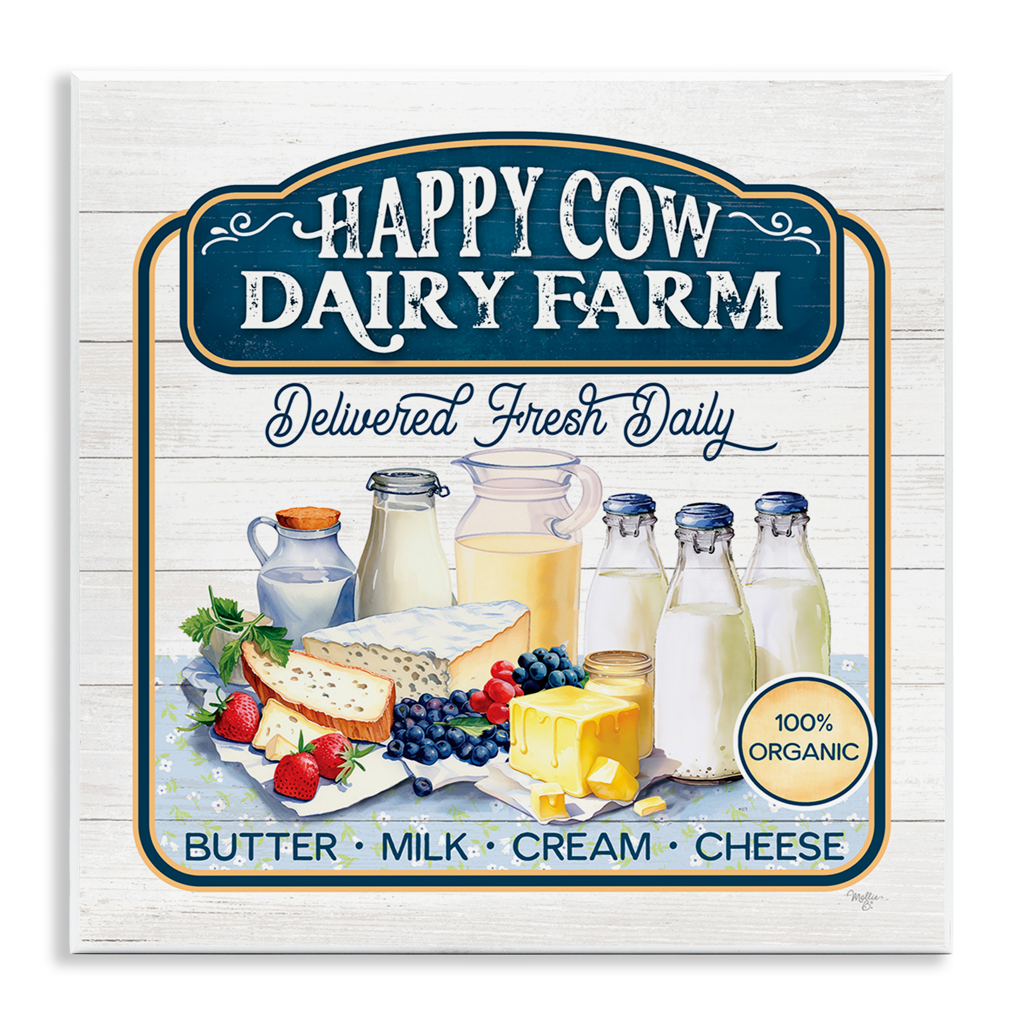 Stupell Industries Happy Cow Farm Food & Beverage Painting Unframed Art Print Wall Art, 12 x 12