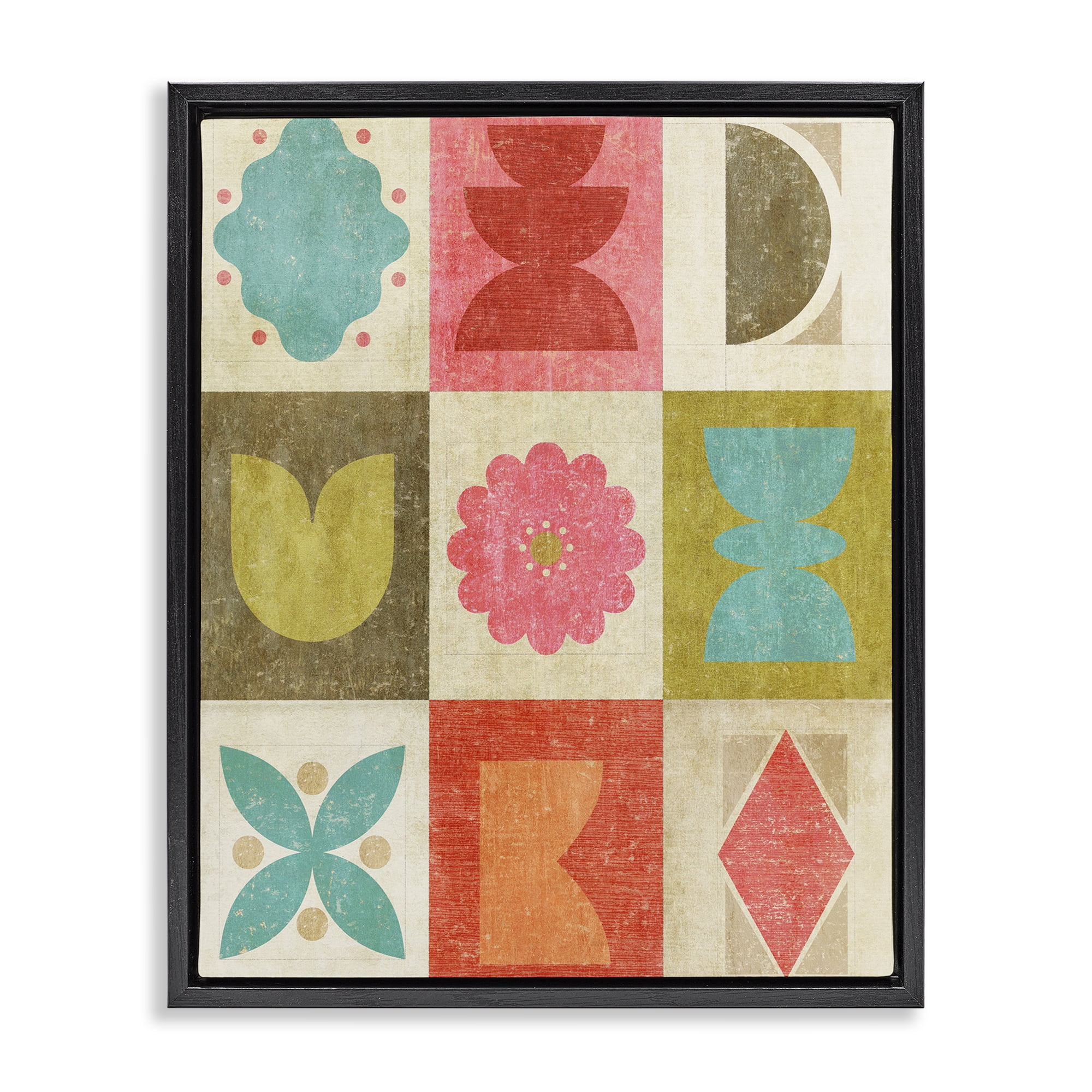 Stupell Industries Happy Dance Geometrics Black Framed Floater Canvas Wall Art, design by Suzanne Nicoll