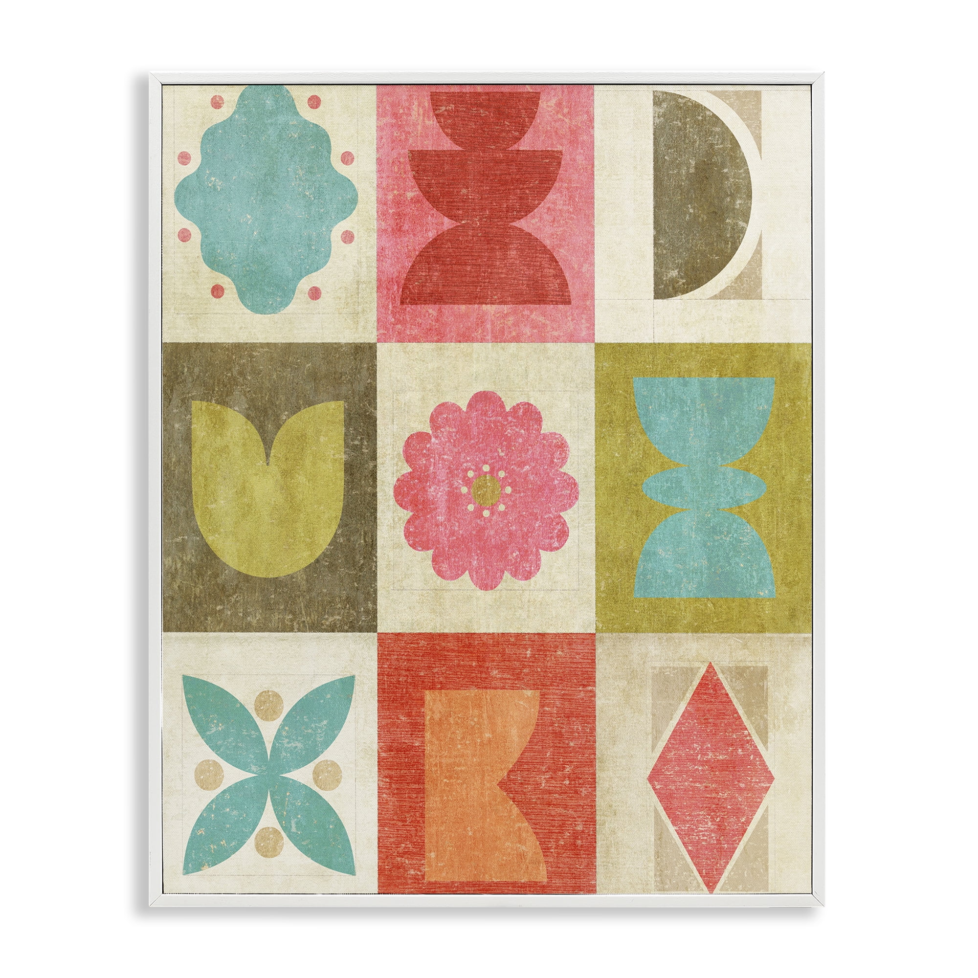 Stupell Industries Happy Dance Geometrics White Framed Giclee Art, design by Suzanne Nicoll