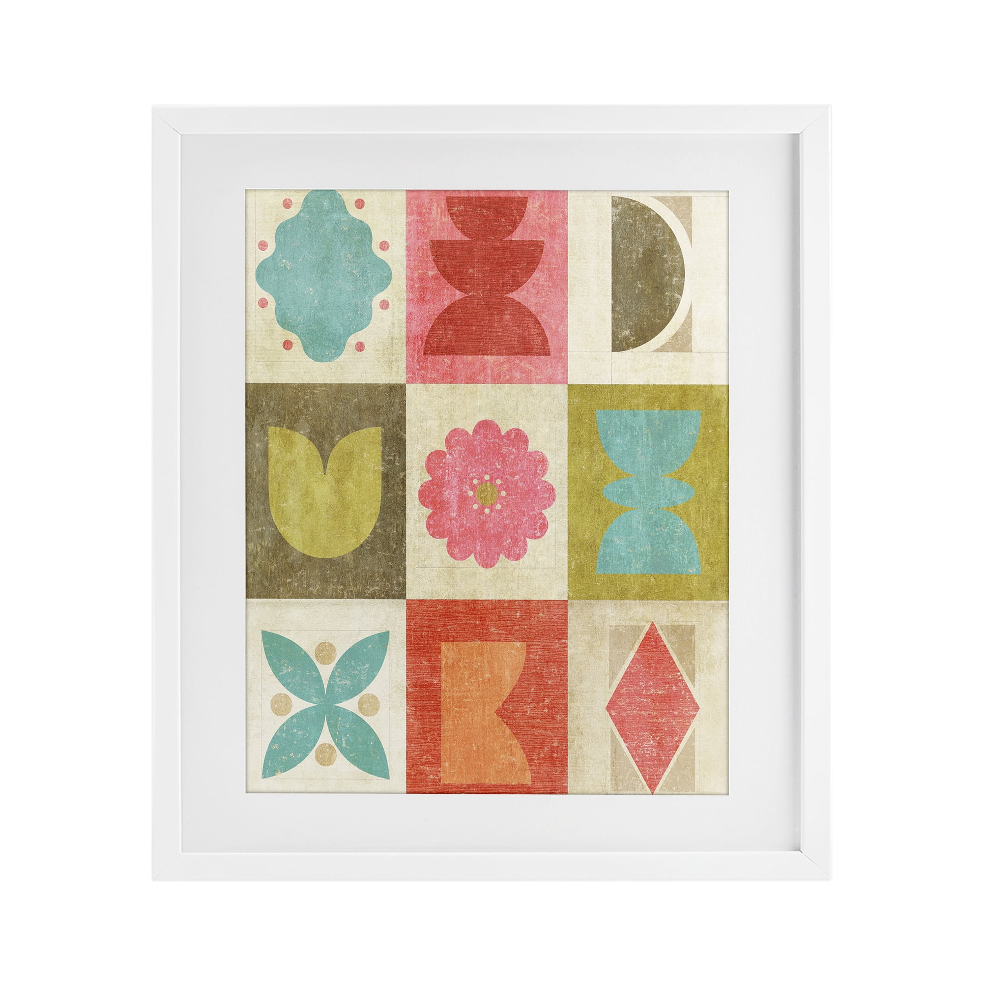 Stupell Industries Happy Dance Geometrics White Framed Print Under Glass, design by Suzanne Nicoll