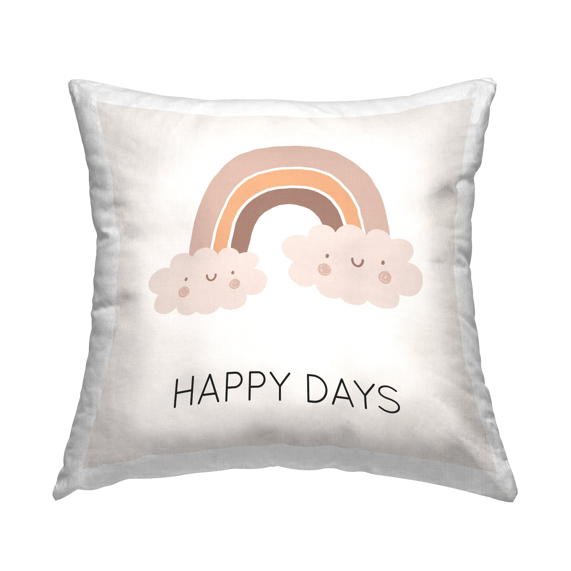 Stupell Industries Happy Days Muted Rainbow Square Decorative Printed Throw Pillow, 18 x 18