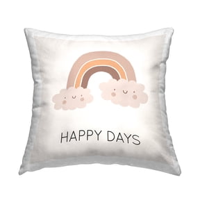 Stupell Industries Happy Days Muted Rainbow Square Decorative Printed Throw Pillow, 18 x 18
