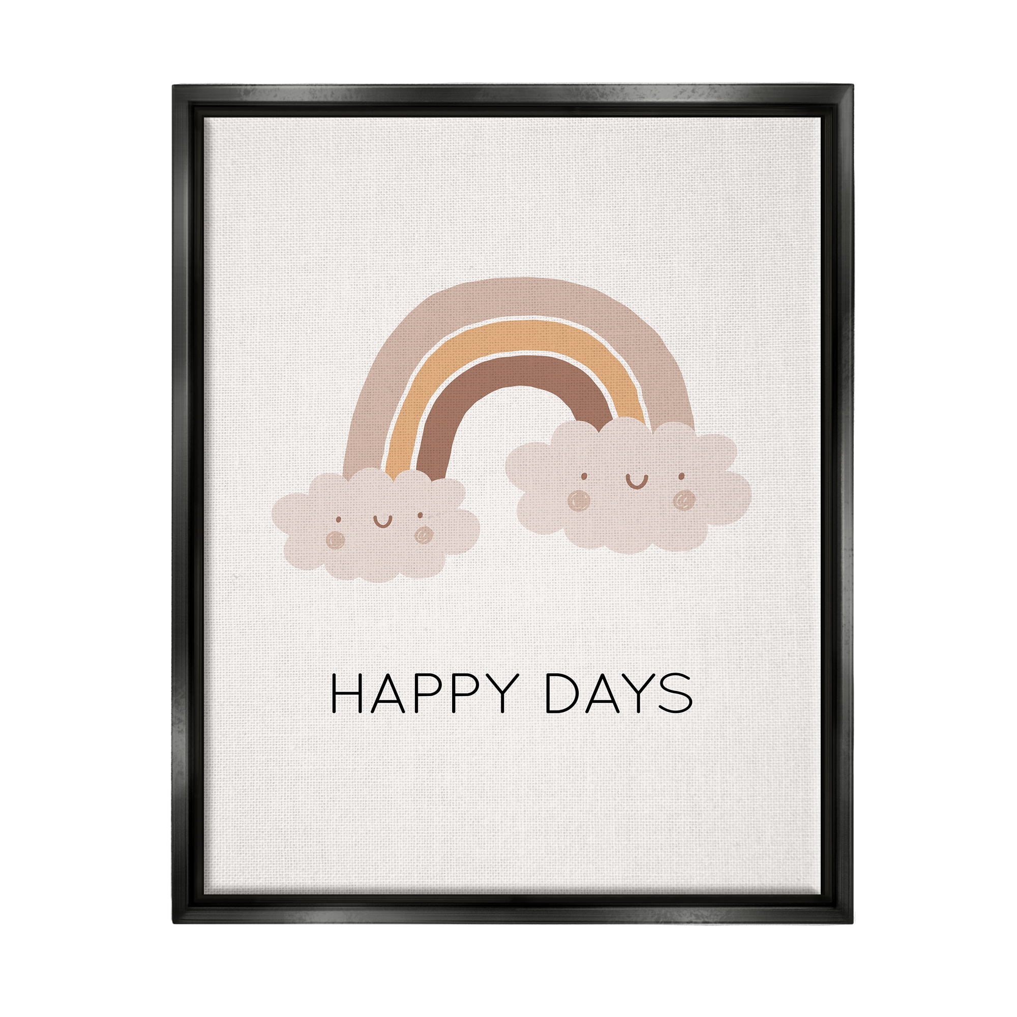 Stupell Industries Happy Days Rainbow Nature Painting Black Floater Framed Art Print Wall Art, 17 x 21