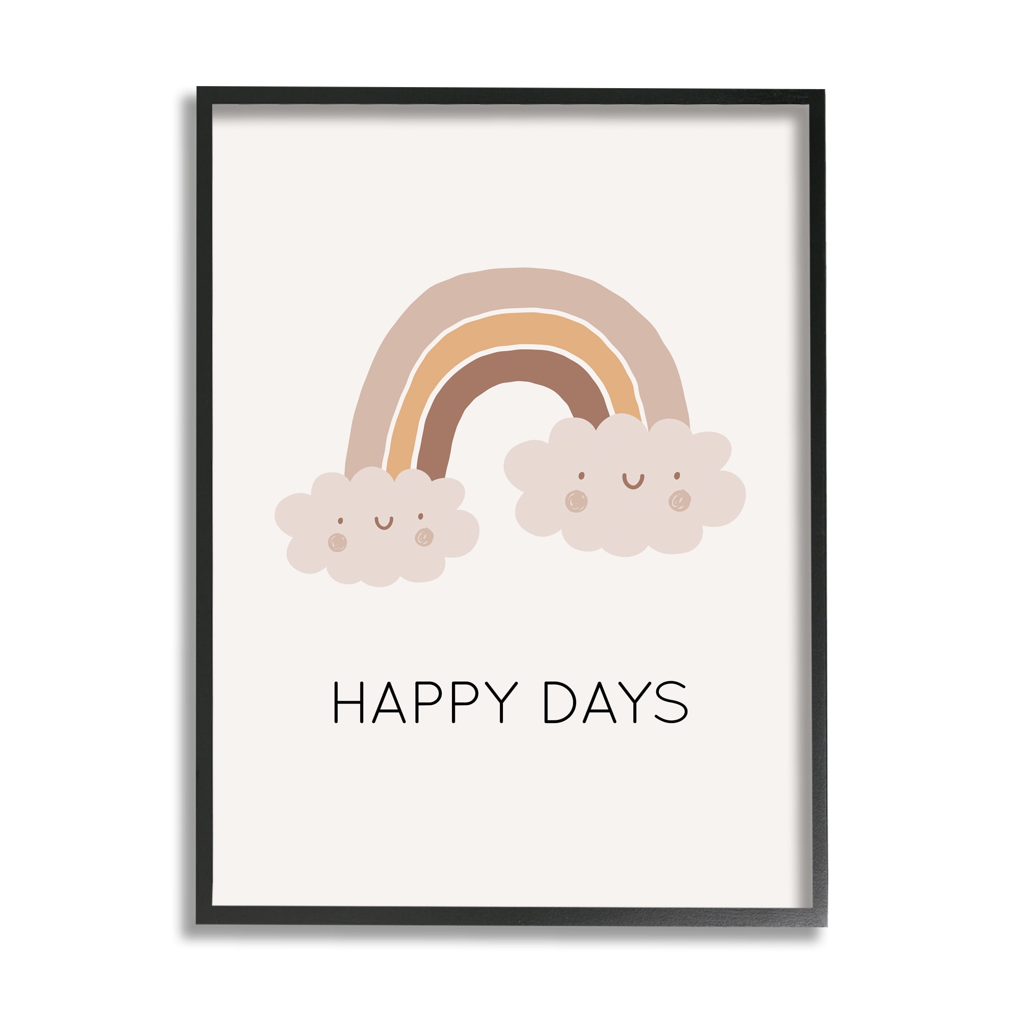 Stupell Industries Happy Days Rainbow Nature Painting Black Framed Art Print Wall Art, 11 x 14