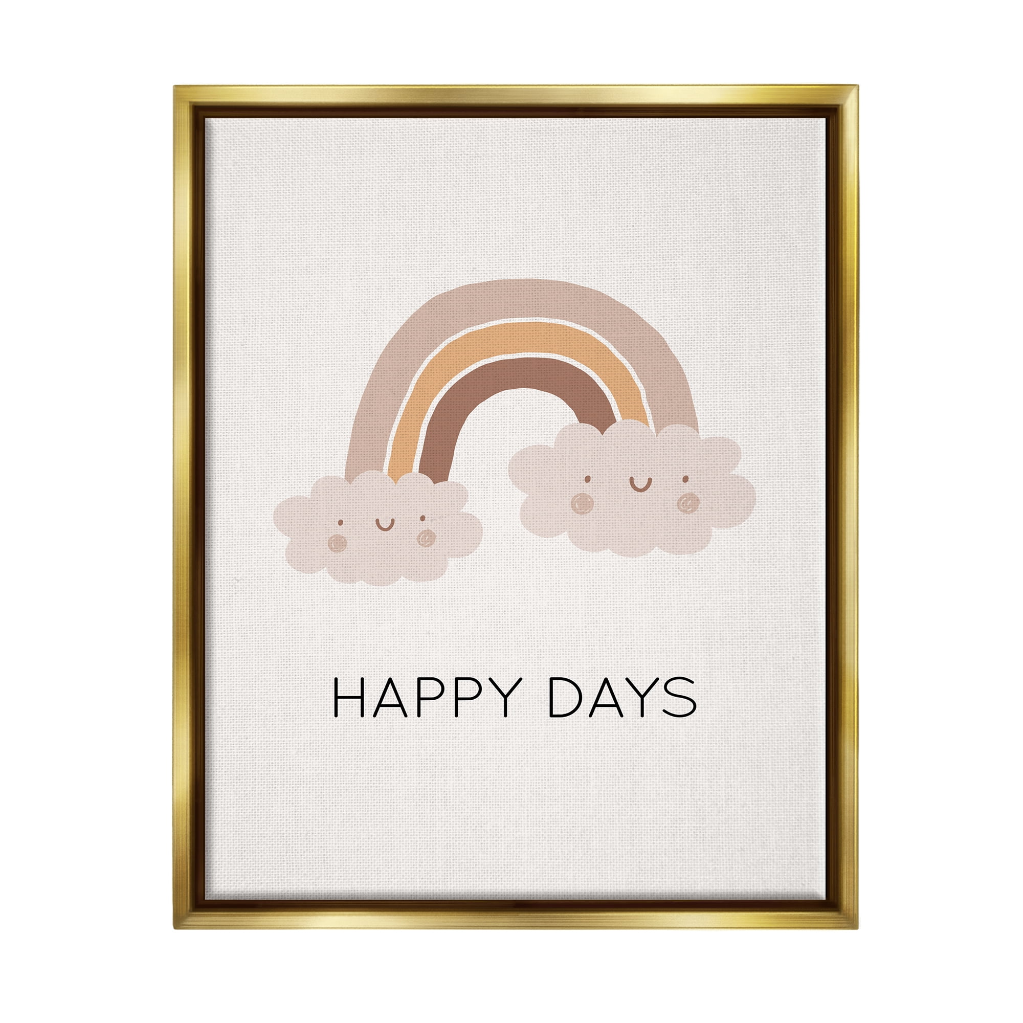 Stupell Industries Happy Days Rainbow Nature Painting Gold Floater Framed Art Print Wall Art, 17 x 21