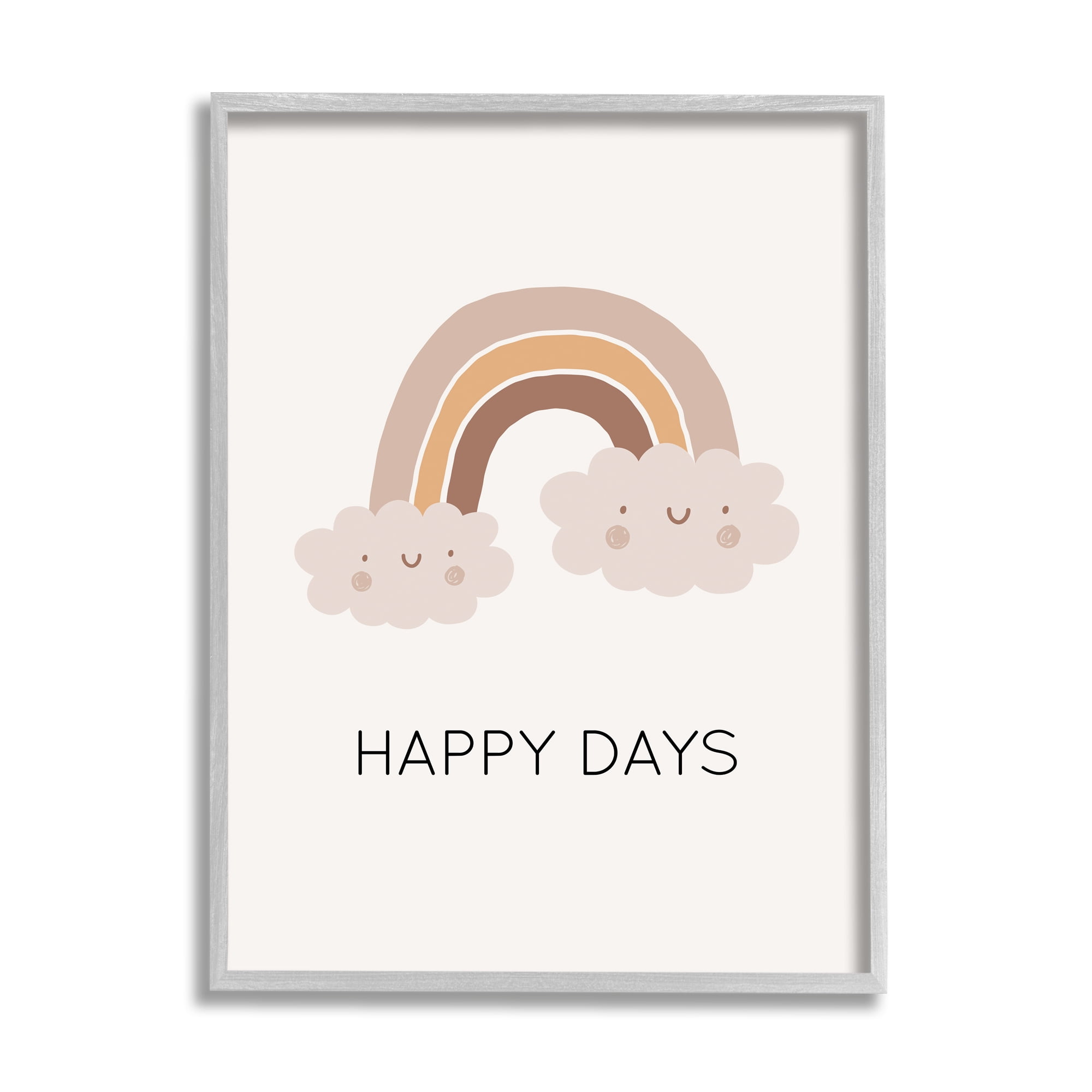 Stupell Industries Happy Days Rainbow Nature Painting Gray Framed Art Print Wall Art, 16 x 20