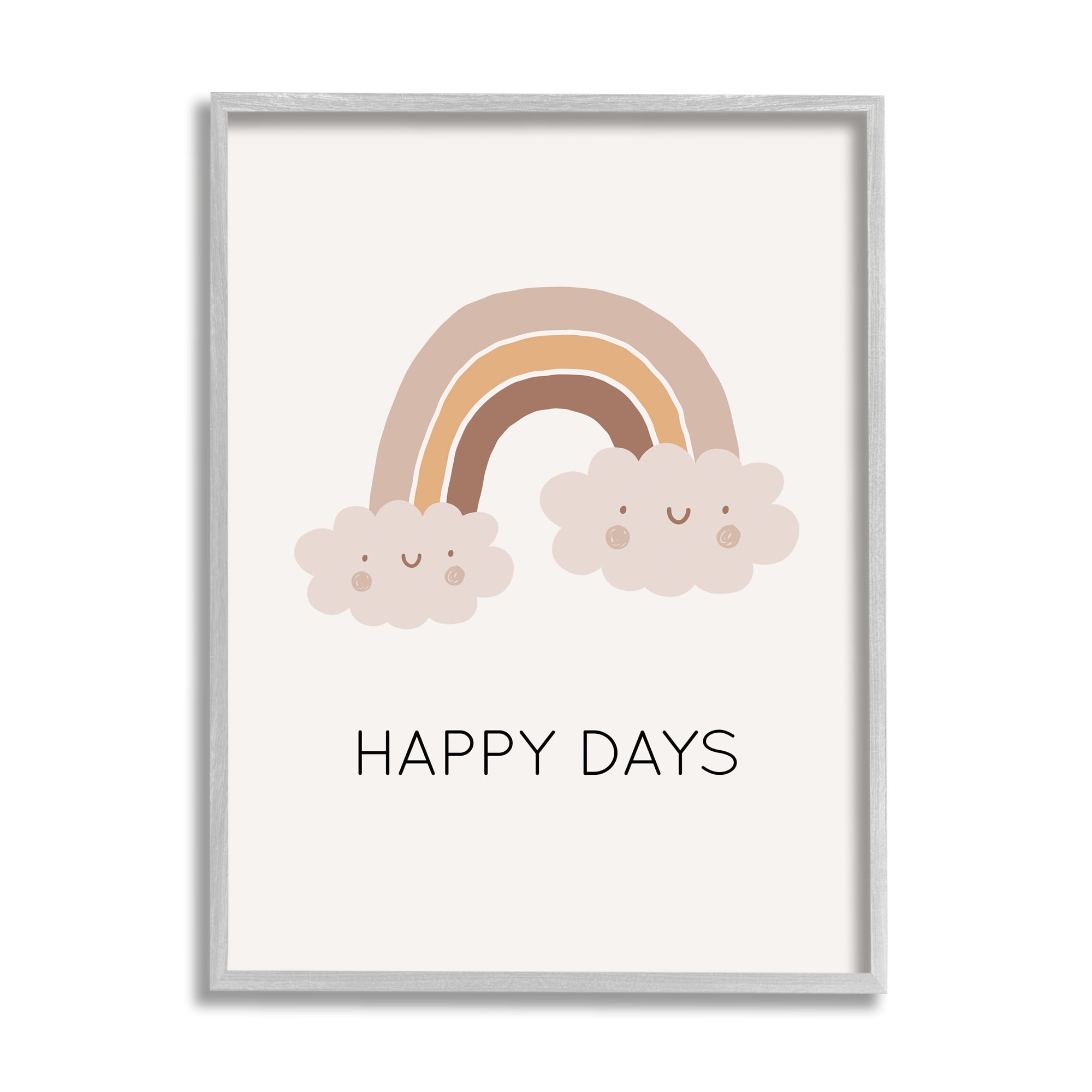 Stupell Industries Happy Days Rainbow Nature Painting Gray Framed Art Print Wall Art, 24 x 30
