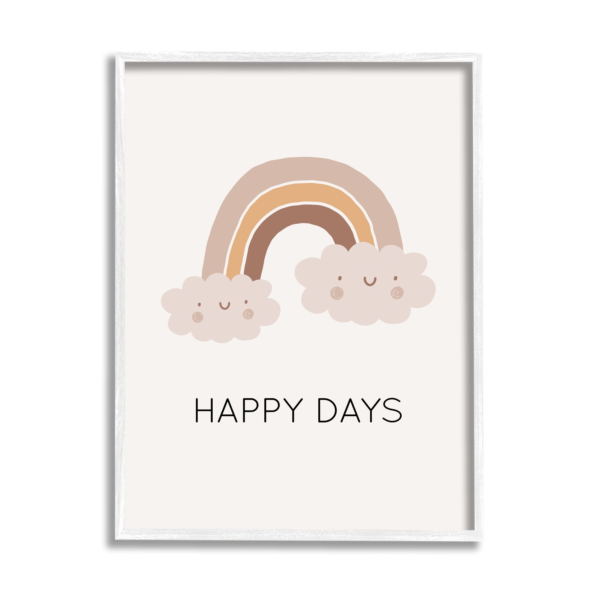 Stupell Industries Happy Days Rainbow Nature Painting White Framed Art Print Wall Art, 11 x 14
