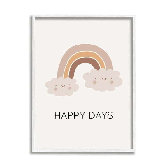 Stupell Industries Happy Days Rainbow Nature Painting White Framed Art Print Wall Art, 24 x 30