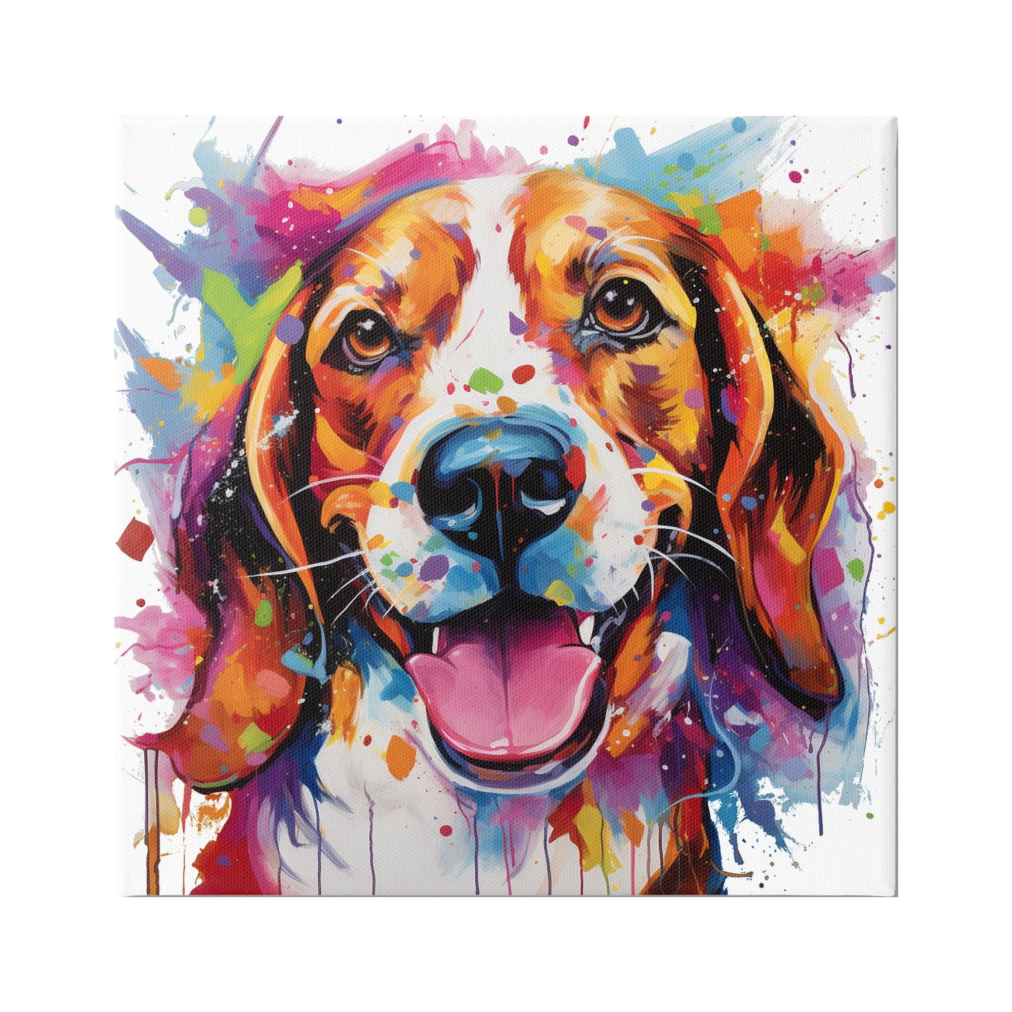 Stupell Industries Happy Dog Modern Splash Animals & Insects Painting Gallery Wrapped Canvas Art Print Wall Art, 30 x 30