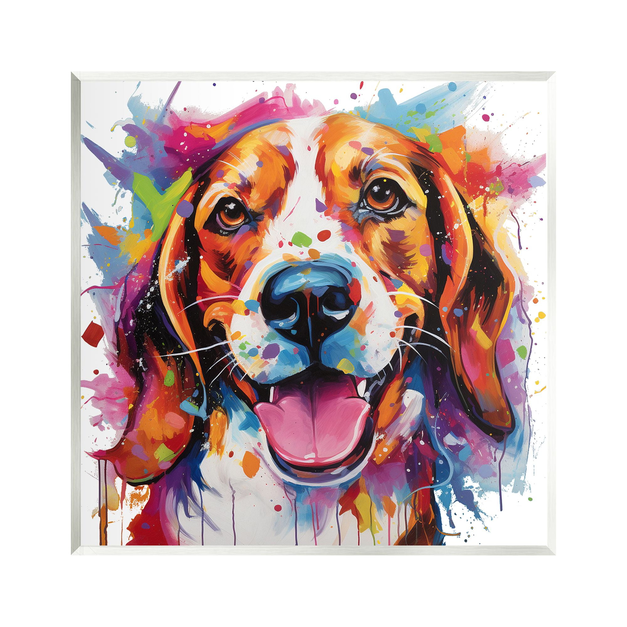 Stupell Industries Happy Dog Modern Splash Animals & Insects Painting Unframed Art Print Wall Art, 12 x 12