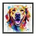 thumbnail image 1 of Stupell Industries Happy Dog Paint Drip Animals & Insects Painting Black Floater Framed Canvas Art Print Wall Art, 18 x 18, 1 of 9