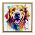 thumbnail image 1 of Stupell Industries Happy Dog Paint Drip Animals & Insects Painting Gold Floater Framed Canvas Art Print Wall Art, 18 x 18, 1 of 9