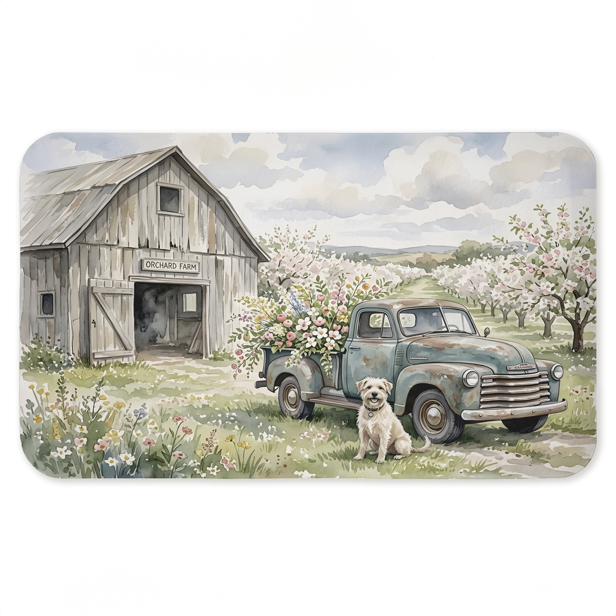 Stupell Industries Happy Dog at Orchard Farm Printed Anti-Fatigue Floor Mat, design by Tabz Jones