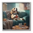 thumbnail image 1 of Stupell Industries Happy Dog on Couch Animals & Insects Painting Gray Framed Art Print Wall Art, 24 x 24, 1 of 9