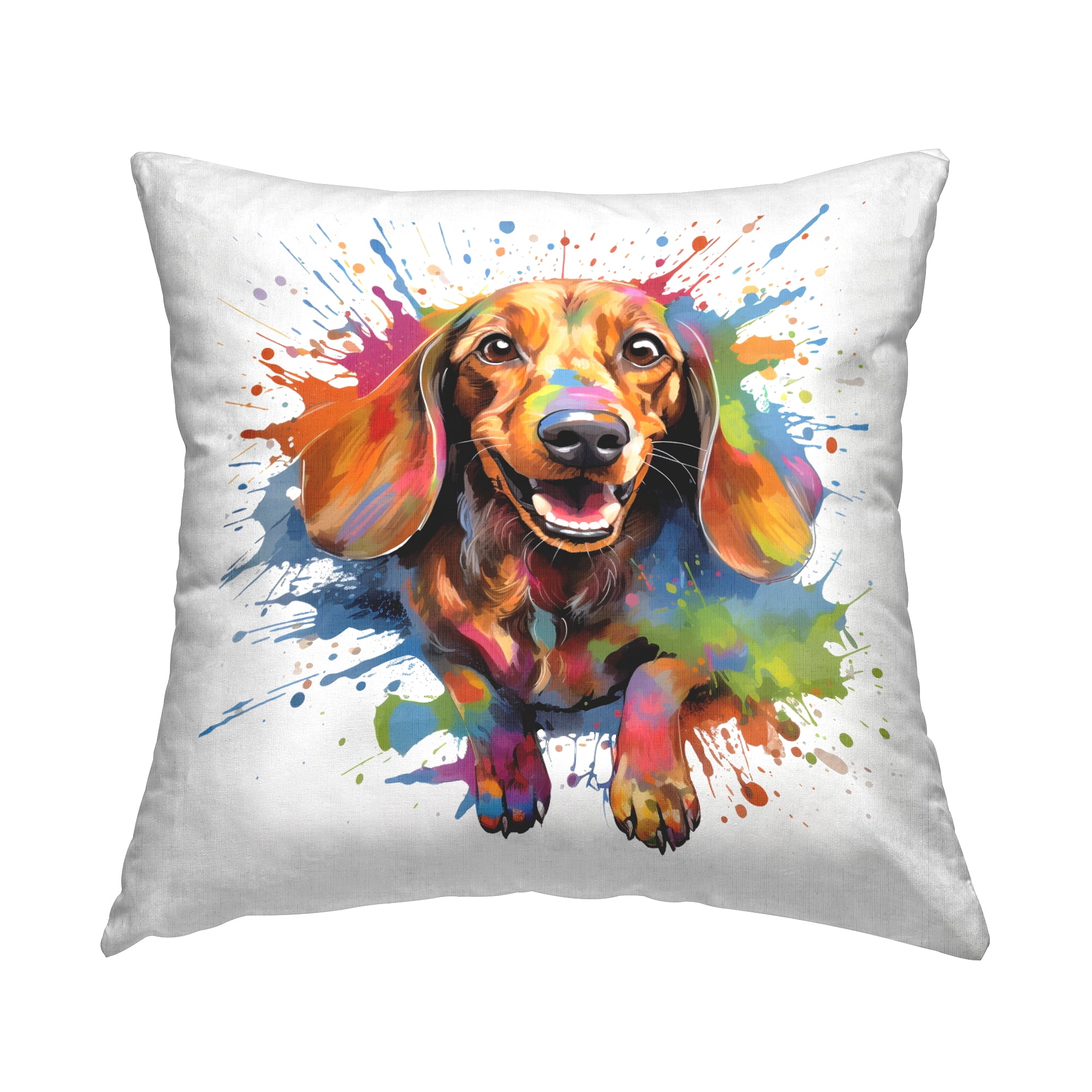Stupell Industries Happy Dog with Splatter Decorative Printed Throw Pillow, 18 x 18