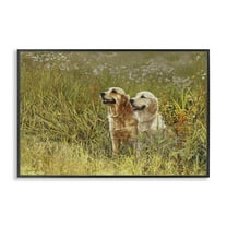 Stupell Industries Happy Dogs Field Day Animals Painting Black Framed Art Print Wall Art, 18 x 12