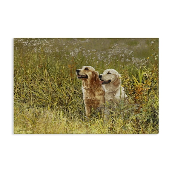 Stupell Industries Happy Dogs Field Day Animals Painting Wrapped Canvas Canvas Art Print Wall Art, 30 x 20